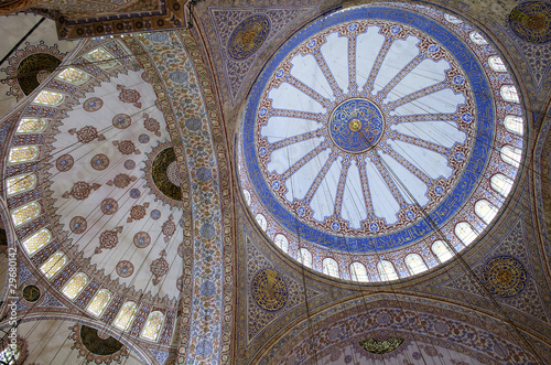 Photo: Decorations of the Blue Mosque dome ceiling, Istanbul Decorations of the Blue Mosque dome ceiling, Istanbul