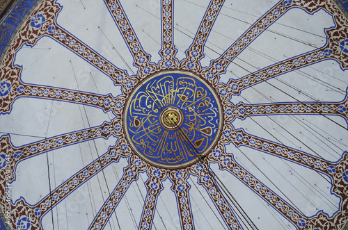 Photo: Decorations of the Blue Mosque dome ceiling, Istanbul Decorations of the Blue Mosque dome ceiling, Istanbul