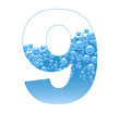 Bubbles and Water Isolated Alphabet Number nine 9