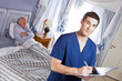 Doctor writing a diagnose