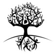 silhouette of a tree created from humanoid shapes