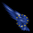Abstract wing with Europe Union flag on black background