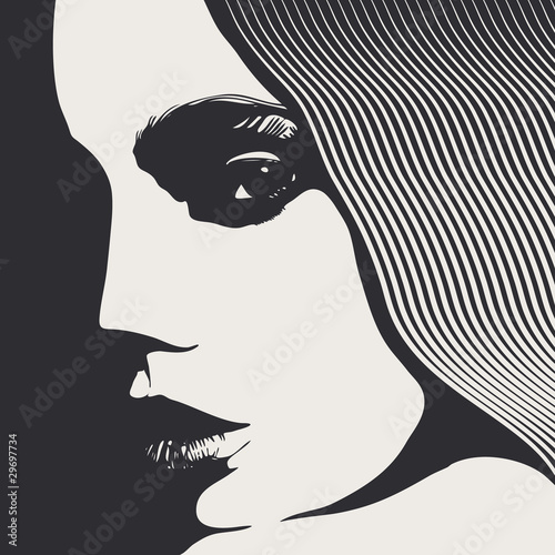 Vector: Woman face, engraved style, vector illustration Woman face, engraved style, vector illustration