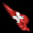 Abstract wing with Switzerland flag on black background