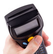 Electronic manual scanner of bar codes in man hand