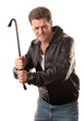 Angry man holding a crowbar