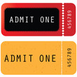 red - yellow ticket - admit one