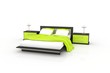 green bedroom isolated on a white