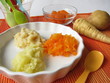 Babymenü mit Kartoffeln, Möhren und Pastinaken