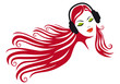 woman with headphones, vector
