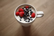 Yogurt with  raspberries and blueberries berries