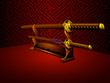 Japanese katana swords at the traditional room