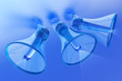 Blue transparent speakers