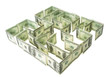 Green dollars labyrinth isolated on the white Green dollars labyrinth isolated on the white