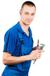 worker with caliper