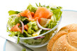 Salad - smoked salmon, brad and vegetables