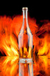 glass bottle and flame glass bottle and flame