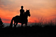 A Rider Silhouette on Horseback by sunset