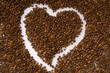heart on coffee beans