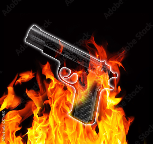 Photo: gun and fire gun and fire