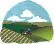 Rural Farm Scene Vignette Color