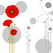 Abstract red poppy on seamless pattern background