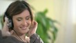 Happy woman listening to music; HD 720, H 264