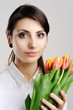 Woman with tulips