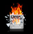 television set on fire