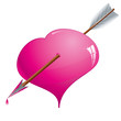 Glitter pink heart pierced by an arrow, vector illustration