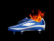 football boot on fire
