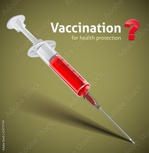 Vector: syringe with vaccine syringe with vaccine