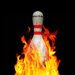 Bowling pin on fire
