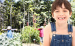 Farm Boy in Garden with Scarecrows Farm Boy in Garden with Scarecrows