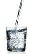 Water pouring in a glass, white background
