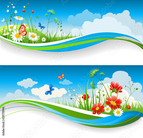 Vector: Summer floral banners Summer floral banners