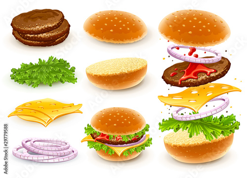 Vector: hamburger with cheese hamburger with cheese