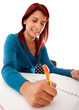 Female student writing