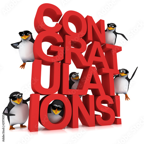 Illustration: The 3d penguins would like to congratulate you The 3d penguins would like to congratulate you