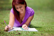 Woman studying outdoors