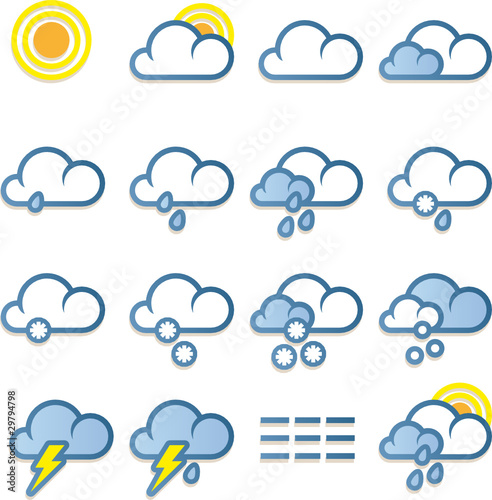 weather forecast icons. Weather forecast icons set on
