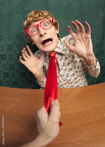 Photo: Scared office worker Scared office worker