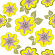seamless pattern of yellow flowers chaotically placed