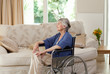 Retired woman in her wheelchair Retired woman in her wheelchair