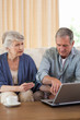 Retired couple looking at their laptop Retired couple looking at their laptop