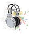 headphones & floral ornament - a stylized orchid, color paint