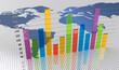 Bar chart with a map of the world