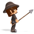 cute and funny cartoon guard. 3D rendering with clipping path