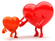 Heart shaped mother and a child mascots