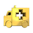 ambulance symbol in gold - 3d